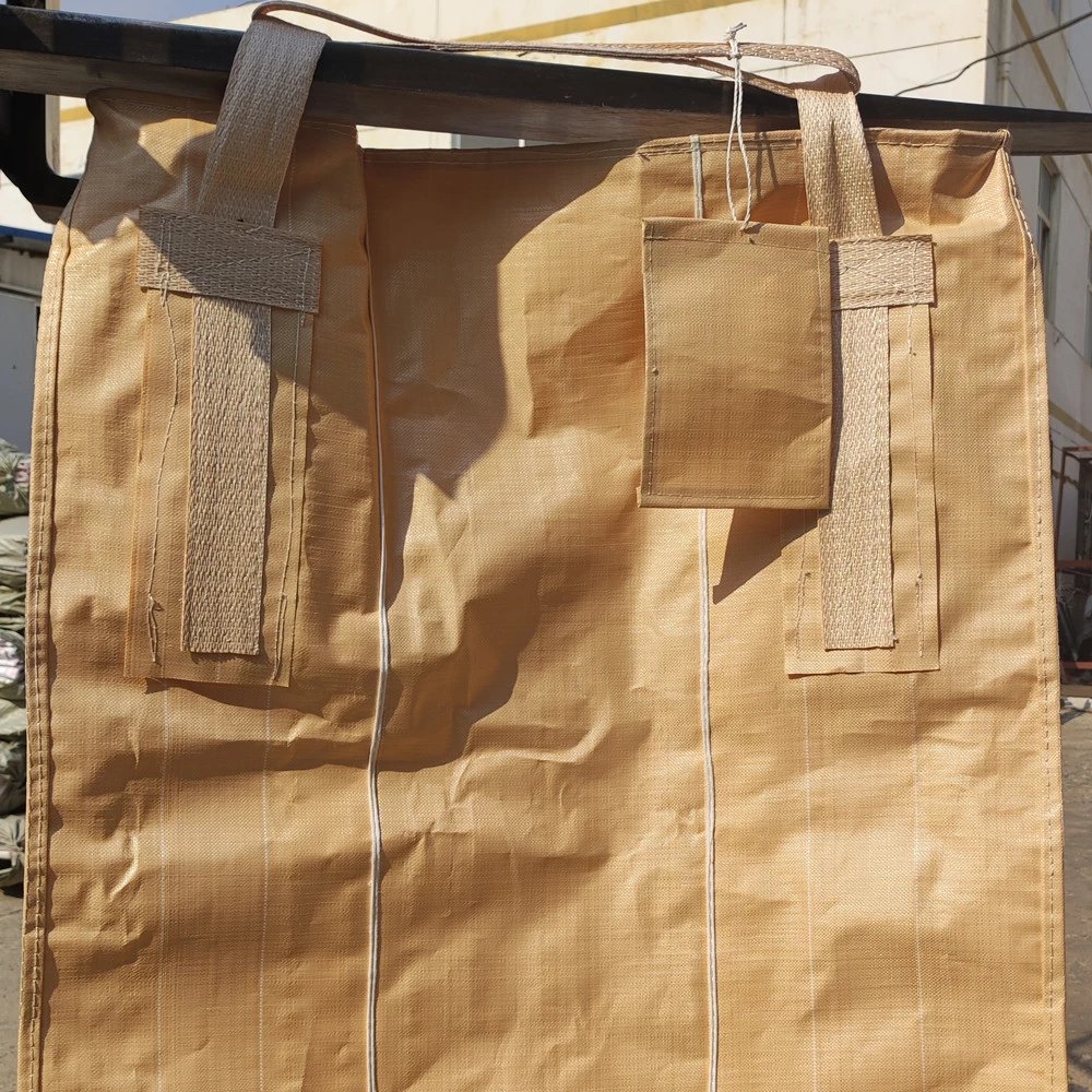 100x100x140 cm Beige Baffle FIBC with 7 cm Lifting Loops